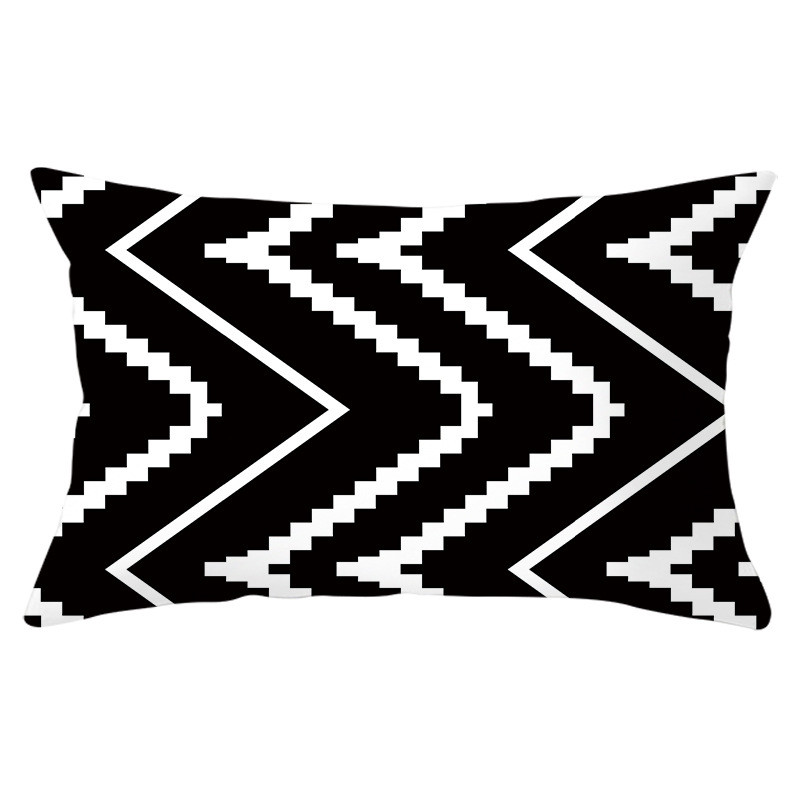 Housse de coussin géométrique 30x50, taie d'oreiller en Polyester, coussins de canapé décoratifs, décoration de maison, taies d'oreiller noires et jaunes: Argent