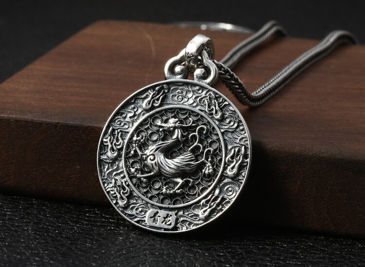 100% 925 silberne glückstier-anhänger, 925 sterling-tiger-drachen-anhänger, glücksbringer-anhänger