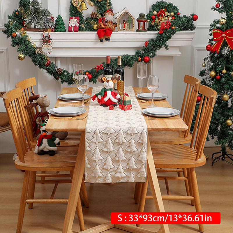 ​ kerstbomen zachte pluche tafelloper voor binnen buiten thuis party decor keuken eettafel.: 32*210 CM / Bourgondië