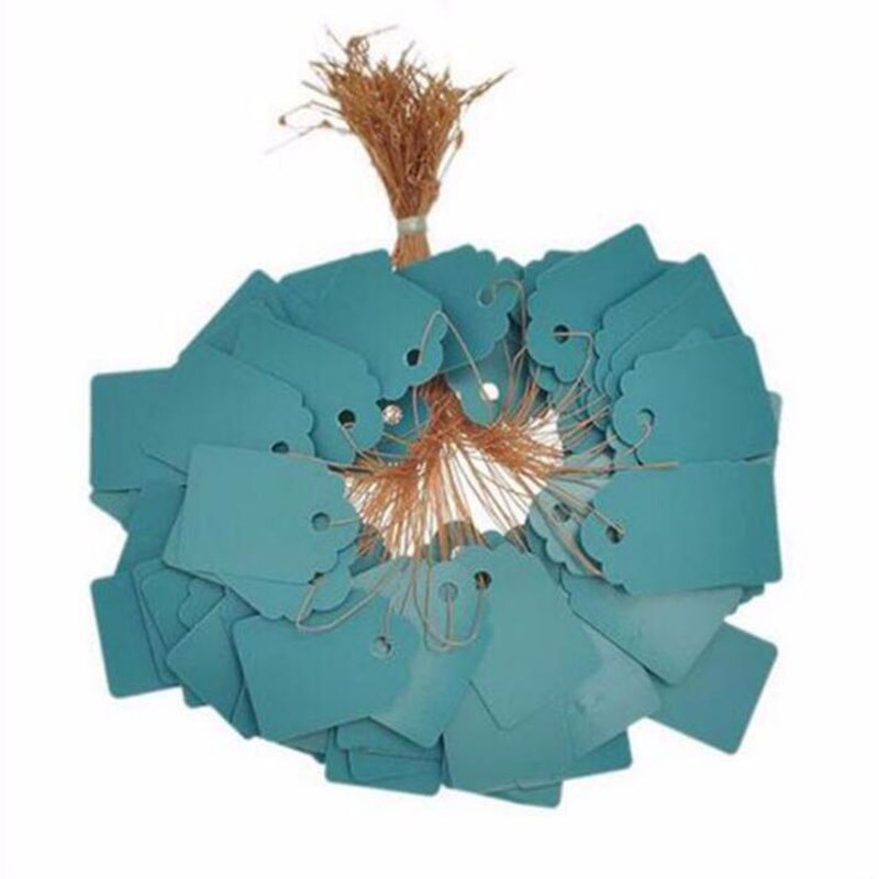 Tira de PVC impermeable, etiqueta azul, Mini bolsa de , álbum de recortes, tarjeta, etiqueta, ropa, 100 Uds.