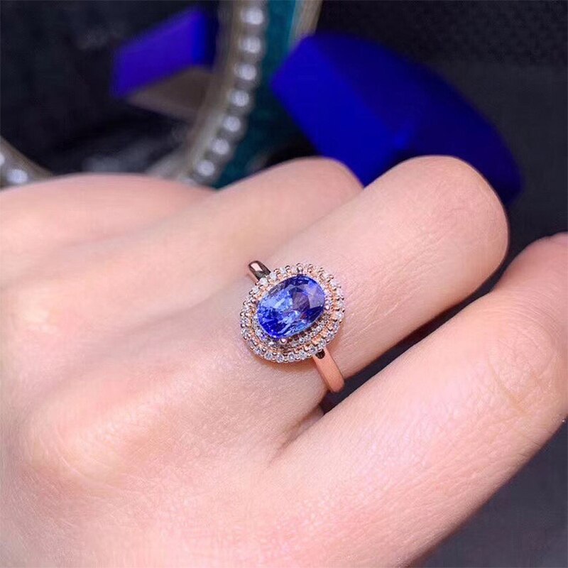 Huitan Oval Deep Blue Stone Women Wedding Bridal Rings Rose gold Color Gorgeous Engage Ring Mother’s Noble Jewelry