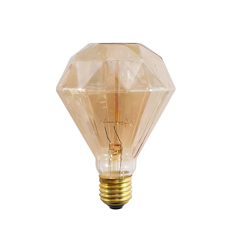2Pcs G95 Edison Retro Stijl Lamp Diamant Vorm Glas Cover Decoratie Traditionele Lamp E27 Base
