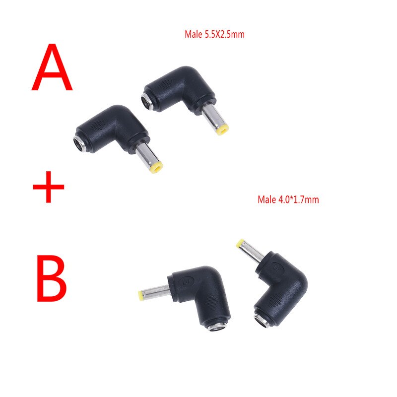 2/4 stk  dc 5.5*2.1 hun /5.5*2.5mm han /4.0*1.7mm han dc strømstik stik vinkel 90 grader l formet dc strøm stik: Ab