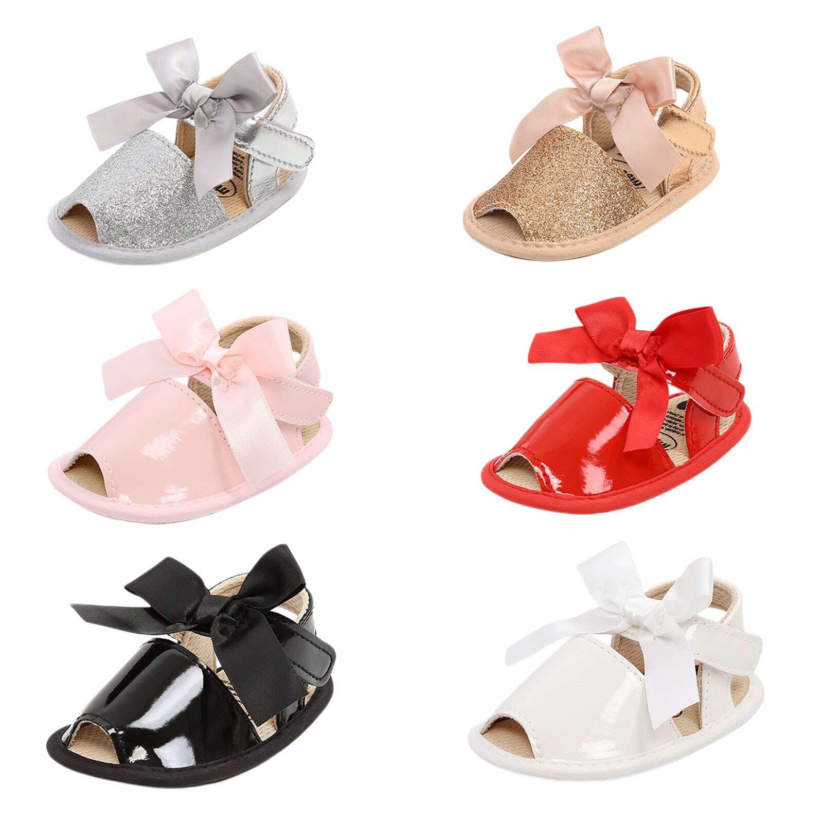 Sandales pour bébés filles, chaussures respirantes à semelle souple avec décoration à nœud papillon, pour photographie de fête