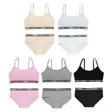 Teenagers Girls Lingerie Cotton Underwear Sets Kids Young Girls Training Bras Puberty Students Bra Vest Brassiere Panties