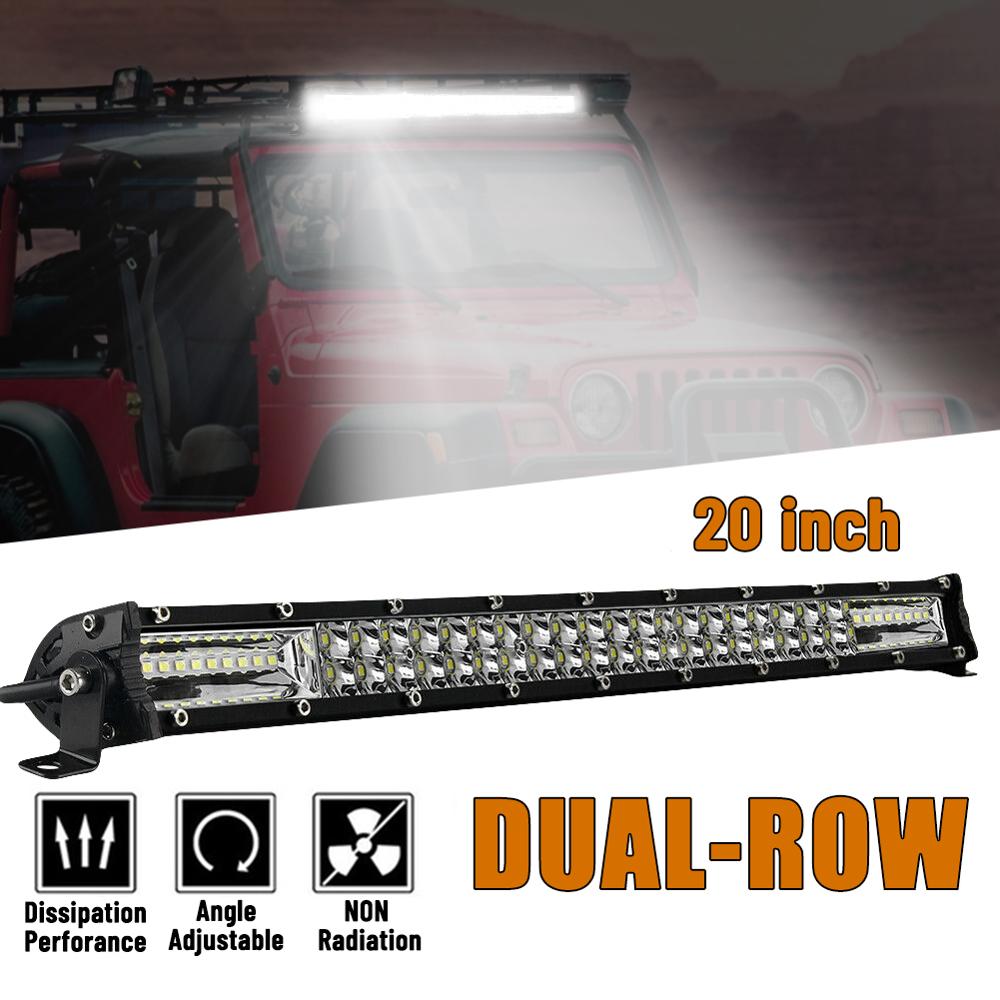 13 inch/20 inch Ultra Slim LED Light Bar Dual Row Spot Flood Combo Fog Off-road Front Bumper Center Grid Roof Modified Spotlight: 20inch