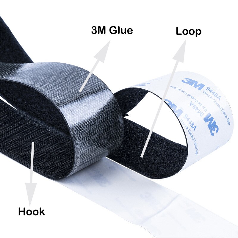1Meter/Pairs Strong Self adhesive Hook and Loop Fastener Tape nylon sticker Hook adhesive with Glue for DIY 20/25/30/38/50mm