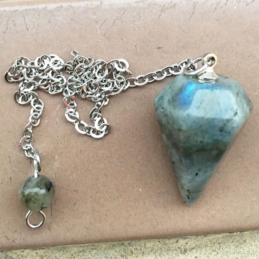 Labradodite Lapis Lazuli Opal Howlite Crystal Carnelian Aventurine Blue Sand Tiger Eye Pendulum Pendant Bead 8" WFH733