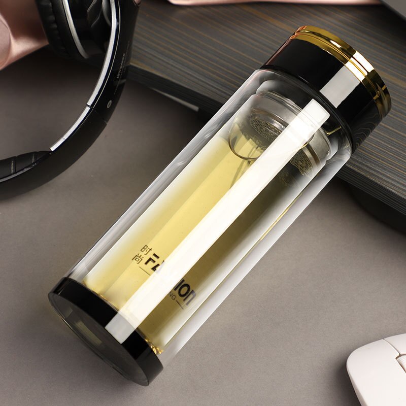 Water Cup Transparent Water Bottles High Borosilicate Double Layer Glass Cup