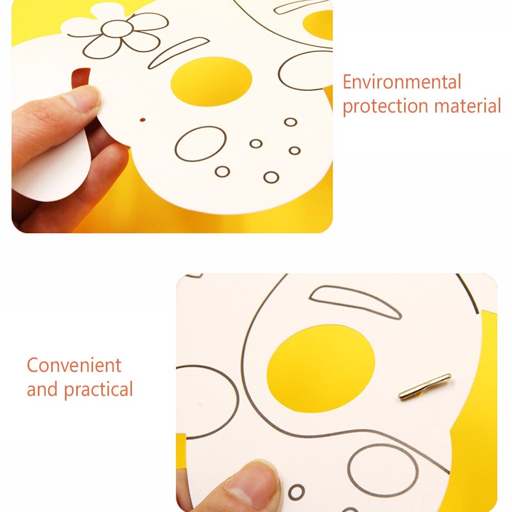 Halloween masque blanc Animal dessin animé enfants coloriage peinture maternelle papier Graffiti à la main bricolage Art matériel paquet