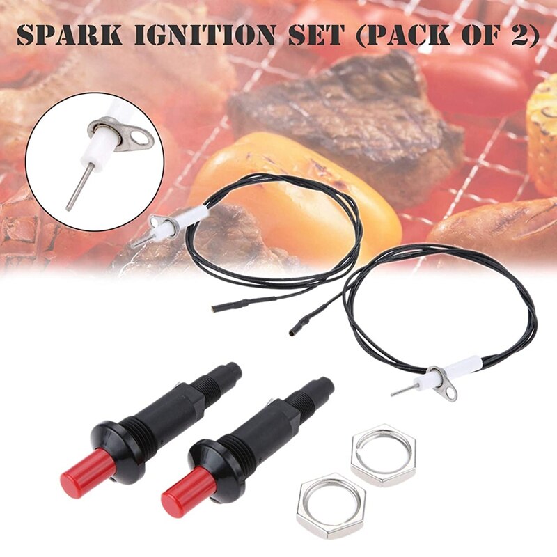 2Pack of Piezo Spark Igniter Propane Push Button Igniter with Threaded Ceramic Electrode, Type of 1 Out 2