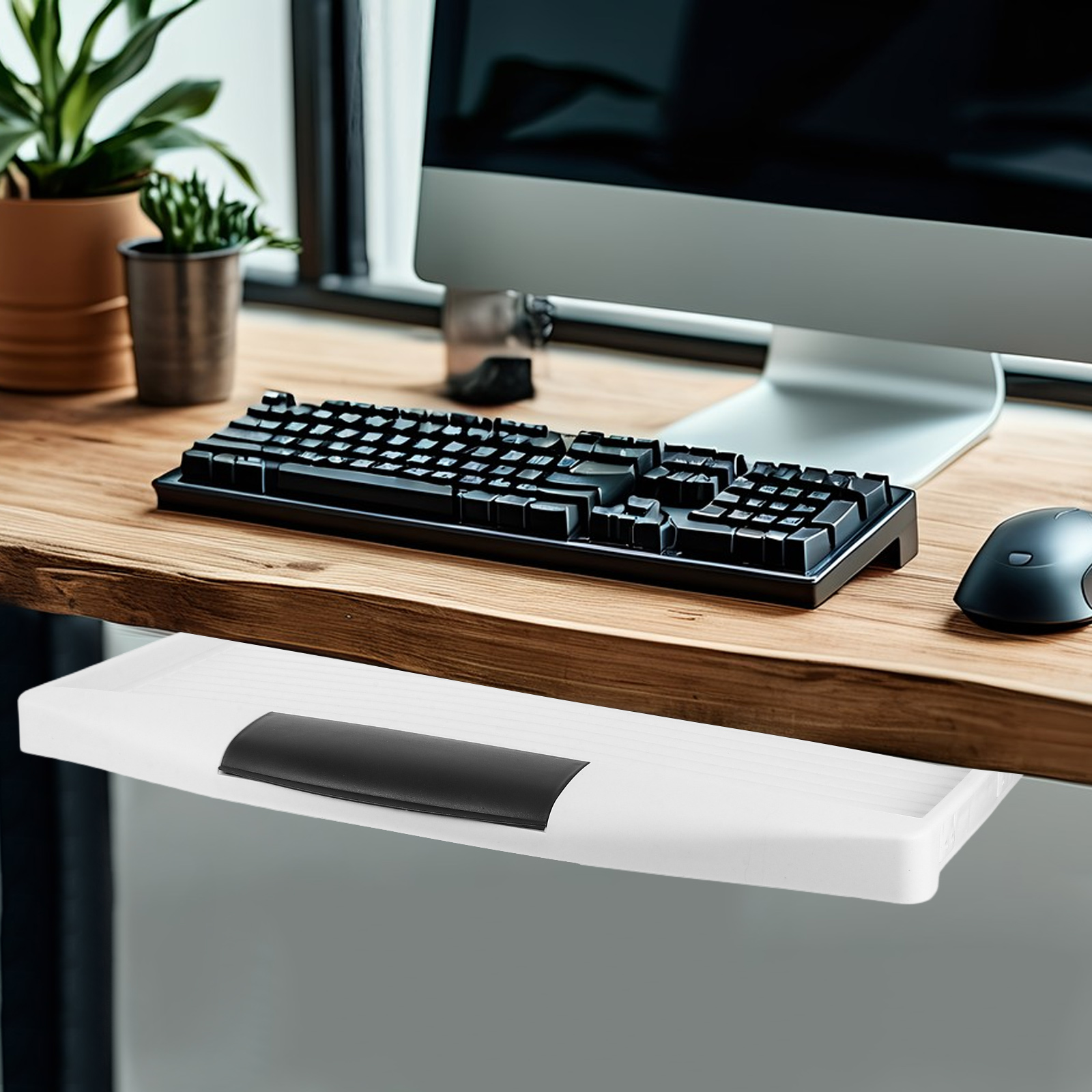 Półka na klawiaturę strąk biurko, plastikowa, wysuwana, robić biurka komputerowego, ergonomiczne akcesorium robić stacji roboczej biurowej, gładka szyna