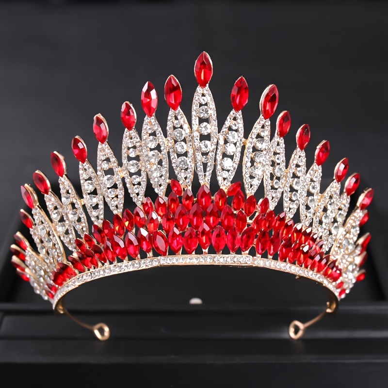 Tiara de corona grande de Reina de cristal de Color plateado, Tiaras de boda con diamantes de imitación, coronas para desfile de graduación, accesorios para el cabello de novia, joyería: Color dorado