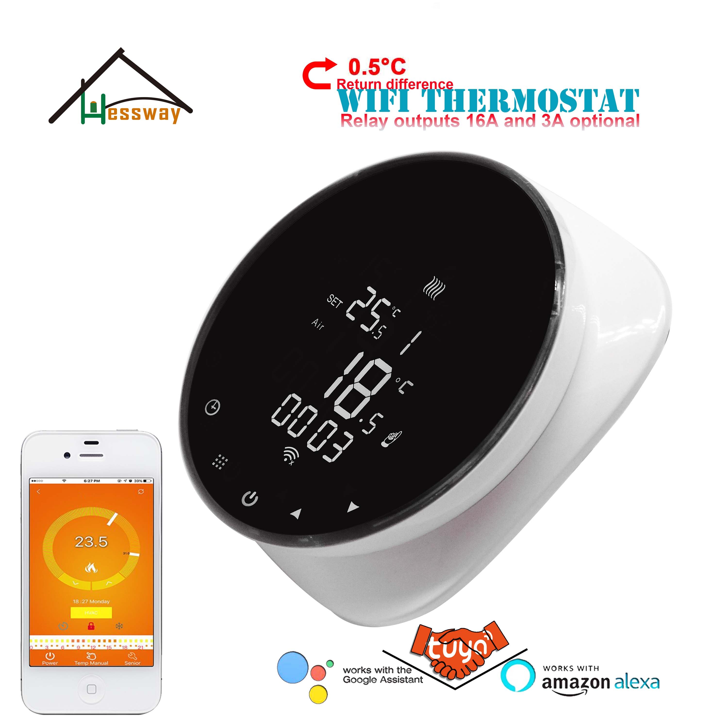 HESSWAY TUYA, termostato digital inteligente WIFI, Interruptor de control de temperatura para la calefacción y el agua