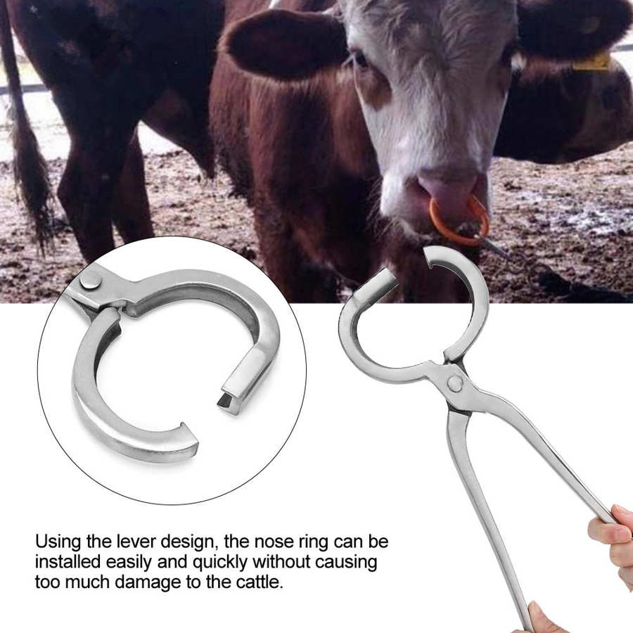 Cattle Cow Nose Ring Metal Punching Plier for Animals Livestock Equipment Pulling Tools Practical Cattle Livestock Metal Cattle