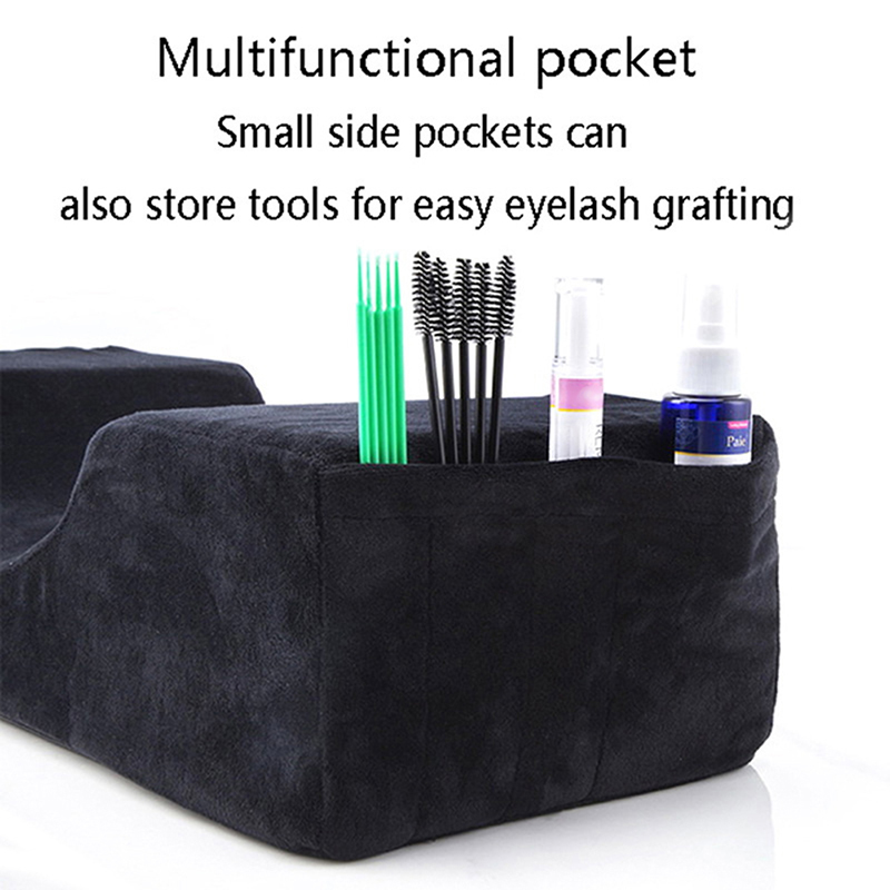 Almohada de espuma viscoelástica para el cuello, cojín suave para Injerto de pestañas, extensión de pestañas con bolsillo, salón de maquillaje