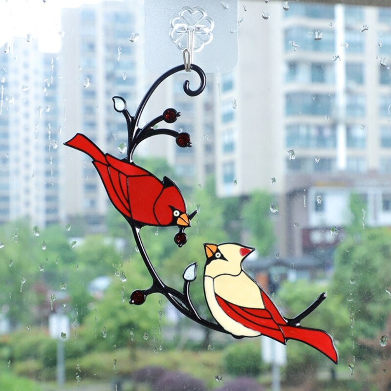 Stained Glass Window Hangings Two Birds in Stained Glass Window Panel Art Stained Glass Panels Hanging Suncacthers