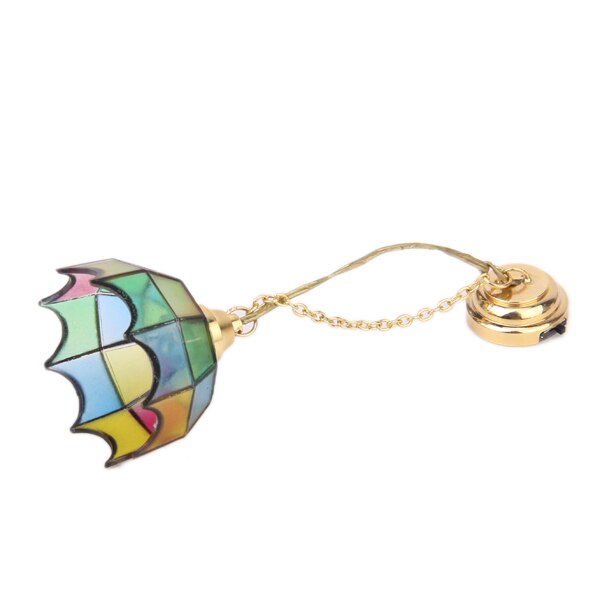 DOLLHOUSE MINIATURE CEILING LED LIGHT COLORED Shade LAMP BATTERY POWERED