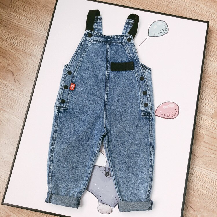 Peacolate 6 maanden - 3 jaar Jongens Blauw Denim Jumpsuit voor Peuters