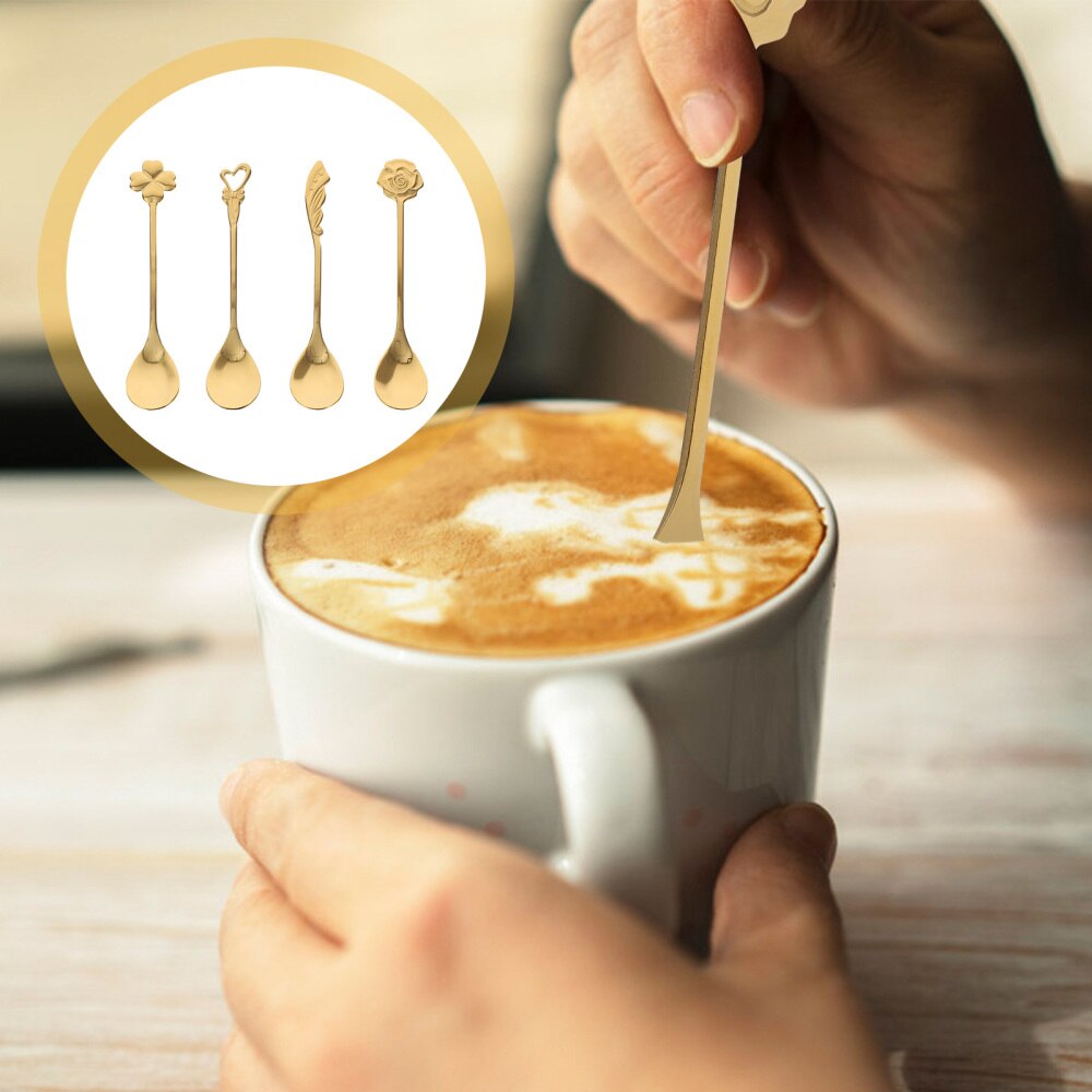 1 Set/4pcs Stainless Steel Teaspoon Coffee Spoon Kitchen Accessories