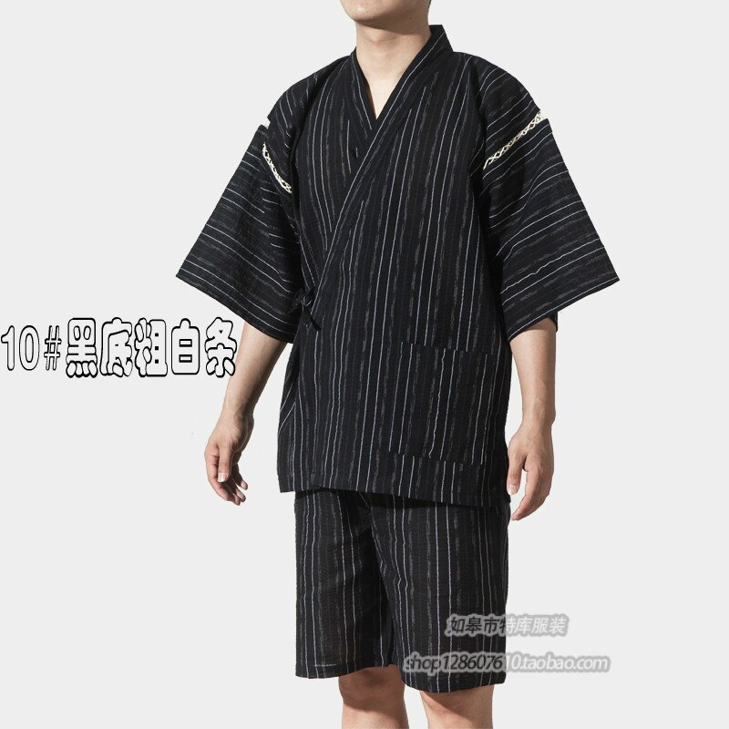 Bomuld yukata japansk kimono traditionelt herretøj japan pyjamas herre nattøj lounge hjemmetøj dragter 062512: 1 / M