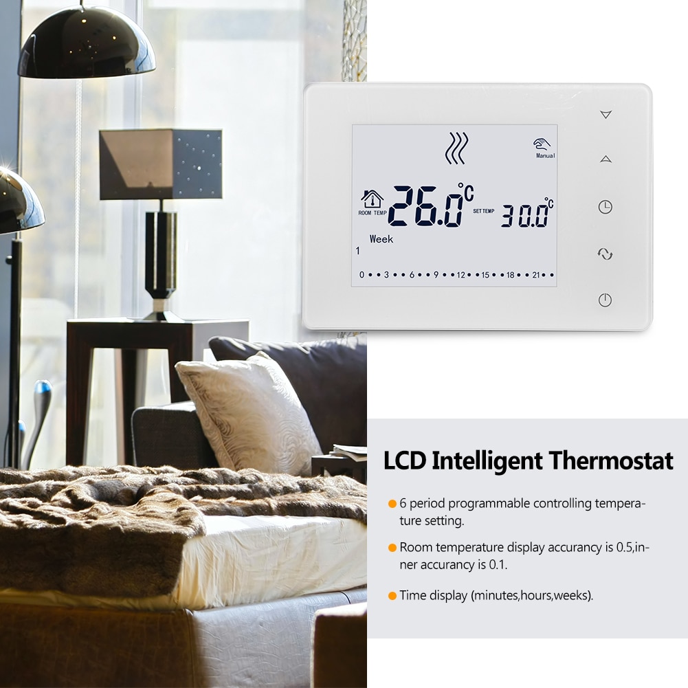 HY05BW LCD Touched Screen Intelligent Thermostat Wall-hung Boiler Thermostat Home Temperature Controller Programmable Controller