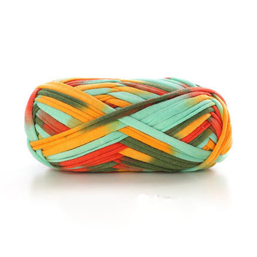 Virkgarn färgglad tyglinje mattstickningsgarn 100g/ st mjukvävd mattremsa påsar hemgarn för att sy babykuddar