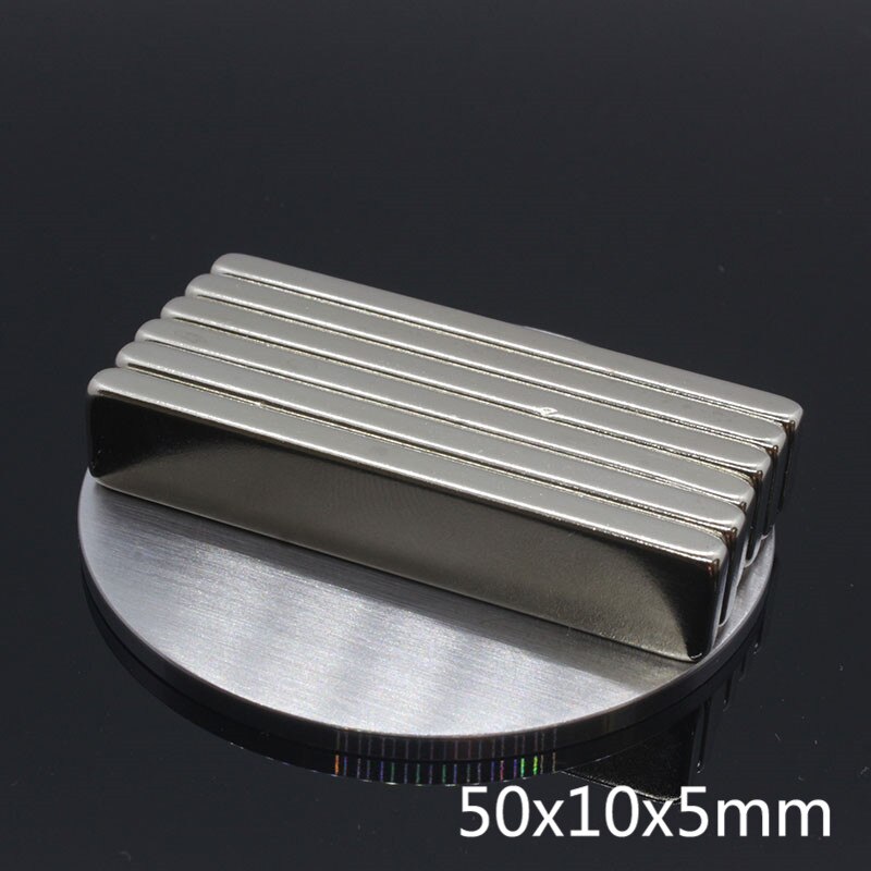 2 Stuks 50*10*5Mm Super Sterke Magnetische Magneten 50X10X5Mm cuboid Block Craft Krachtige Zeldzame Aarde Neodymium Magneet