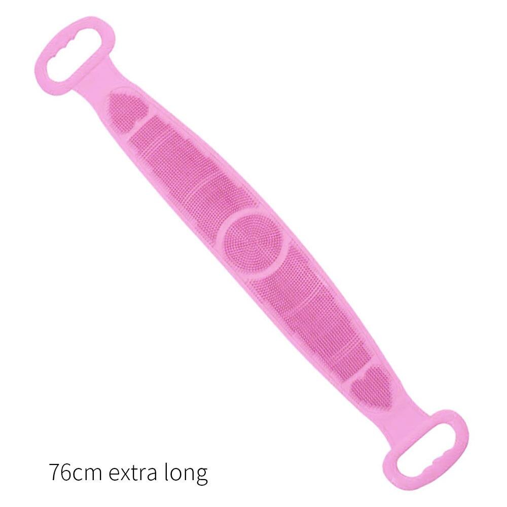 Pehmeä kumi vartalon pesusieni kylpy suihkuharja kylpylätarvikkeet iho silikoni kuorintapyyhe pesulappu perhe: Vaaleanpunainen / 76cm extra pitkää