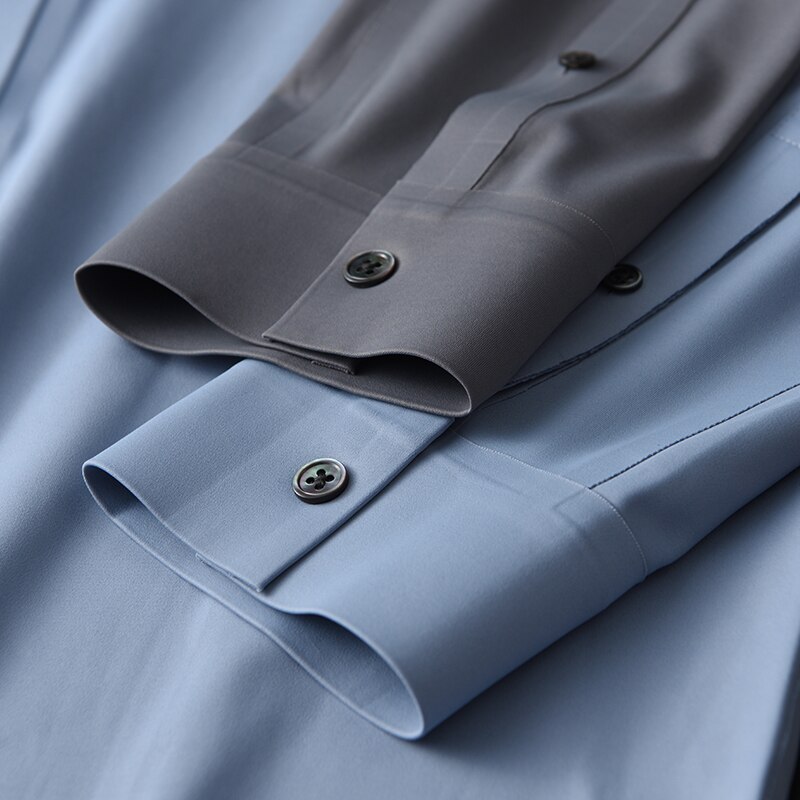 Einfarbig Herren Hemden Luxus Langarm Grau Blau Mens Kleid Hemden Herbst Und Winter Schlanke Herren Hemd Plus Größe 4XL