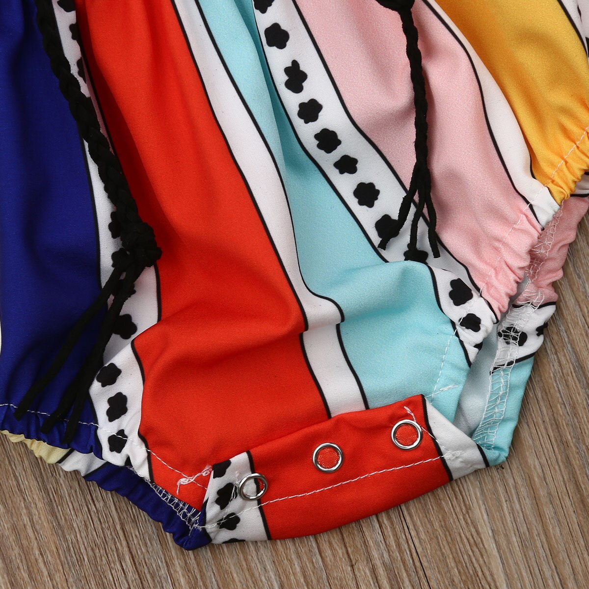 Baby Summer Clothing 0-24M Infant Toddler Baby Kid Girl Colorful Striped Bodysuit Off Shoulder Jumpsuit Sunsuit Clothes