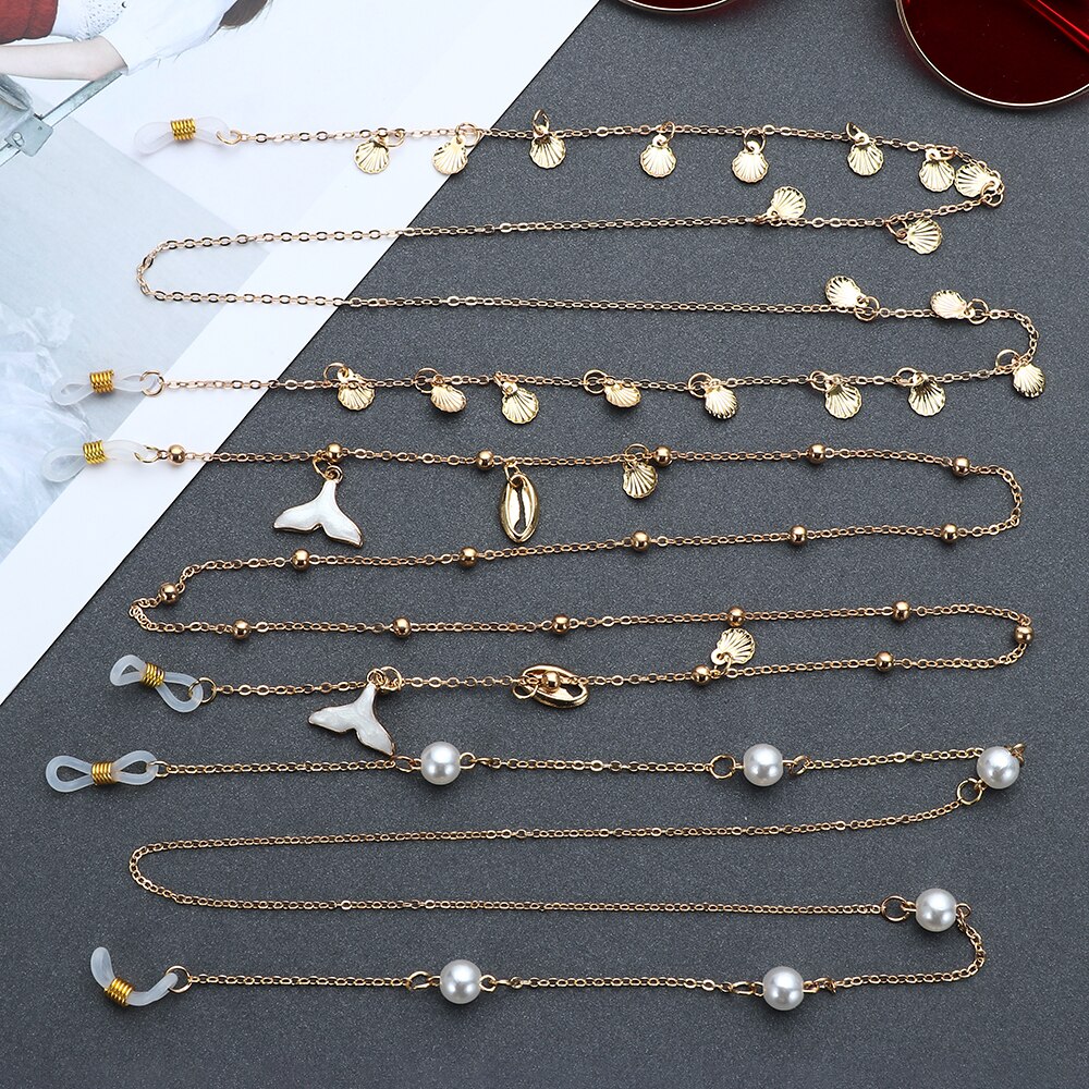 Pearls Sunglasses Chains for Women Metal Charms Eyeglasses Lanyard Necklace Glasses Holder Strap Cord Eyewear Retainer