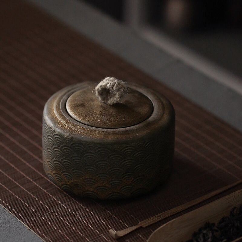 Tangpin japansk keramisk te caddier årgang porselen te beholder lagring te eller matte