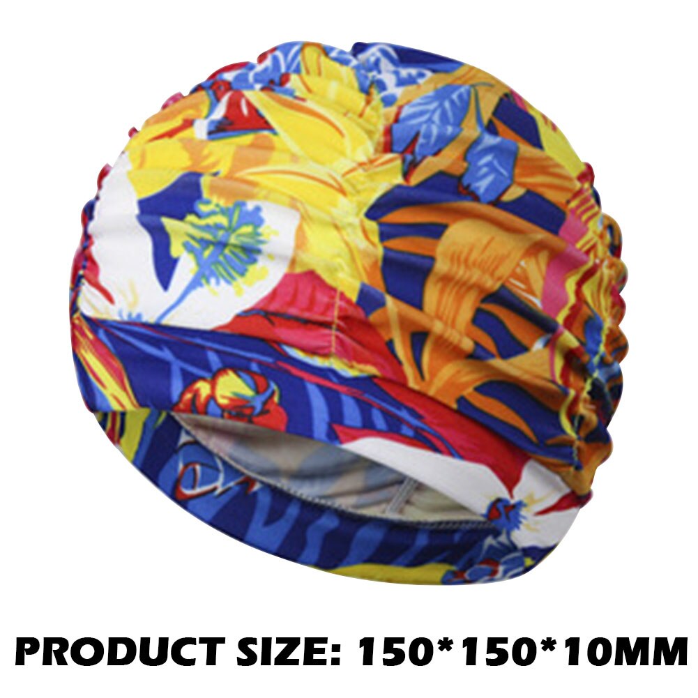 Geplooide Badmuts Lang Haar Stretch Elastische Nylon Zwemmen Badmuts Voor Vrouwen Dames Outdoor Zwembad Accessoires: Default Title