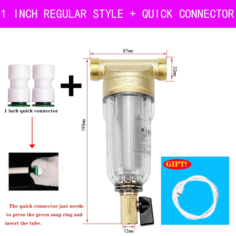 Water Filters Front Purifier Copper Lead Pre-filter Backwash Remove Rust Contaminant Sediment Pipe Stainless Steel Central: 1 inch SJT KJ