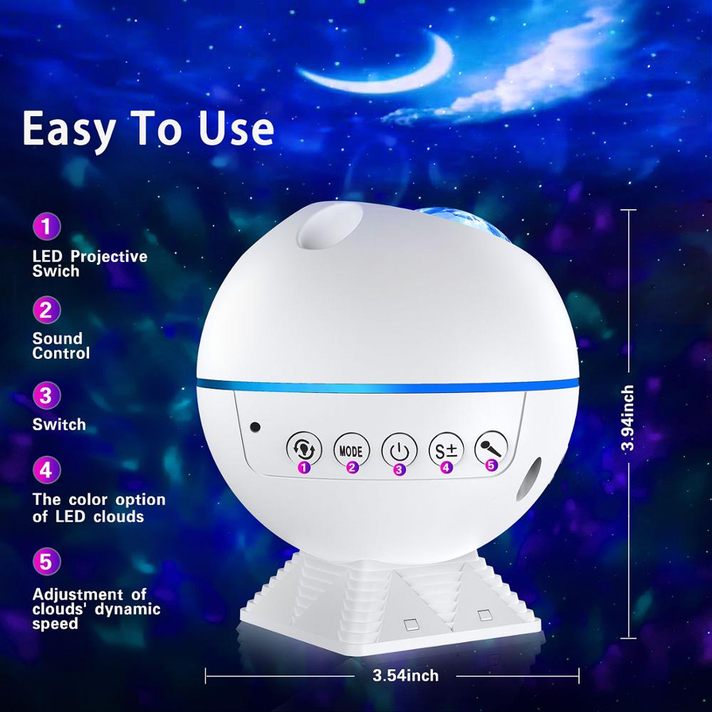 Star Projector Light Sky Maan Galaxy Oceaan Projectielamp Led Slaapkamer Night Light Met Afstandsbediening Voor Kinderen Baby