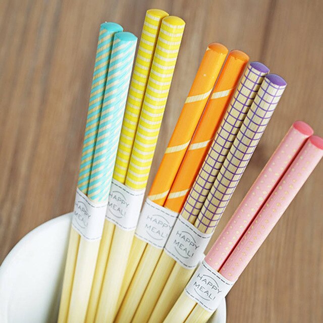 Palillos de bambú estampados ecológicos, patrones geométricos para amantes, hermanas, niños y niñas, 22,5 CM, 5 pares