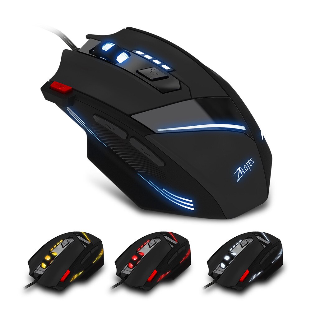 ZELOTES T-60 3200DPI USB Wired Mouse Mause Optical 7 Buttons Gaming Mouse Gamer Raton Inalambrico Ordenador#es