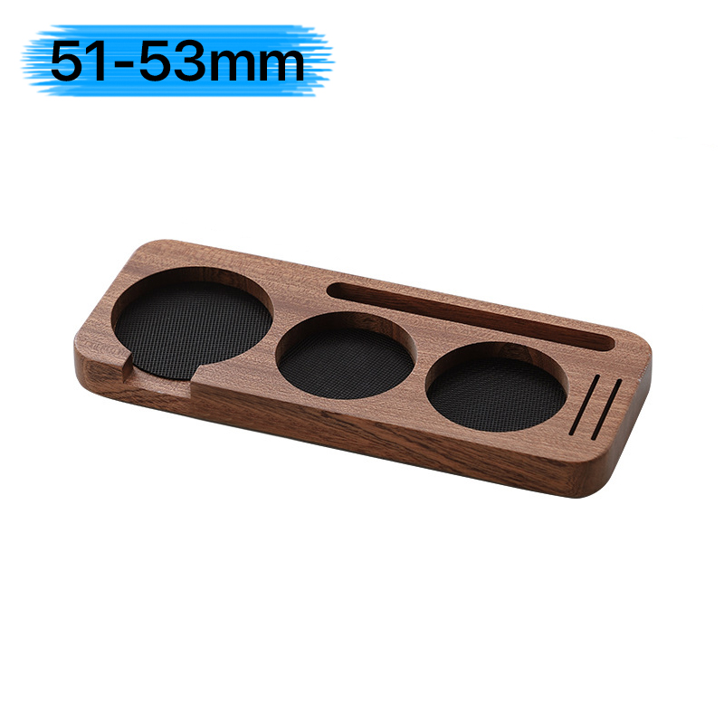 Base de Apoio para Porta-Filtro e Tamper de Café em Madeira Nogueira para Acessórios de Espresso 51MM 54MM 58MM - Suporte para Barista: Azul