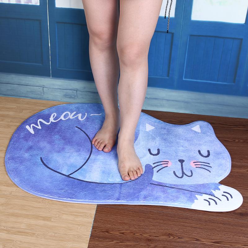 Alfombra de cocina lavable, productos de baño, alfombra, felpudo, tapete de baño, mesa de té, antideslizante esponjoso, Alfombra de gato durmiendo falsa