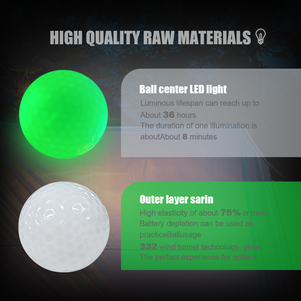 Golf LED Glow Ball For Night Sports Practice Glow Ball Can Be Used Repeatedly Long Lasting Bright Luminous Balls