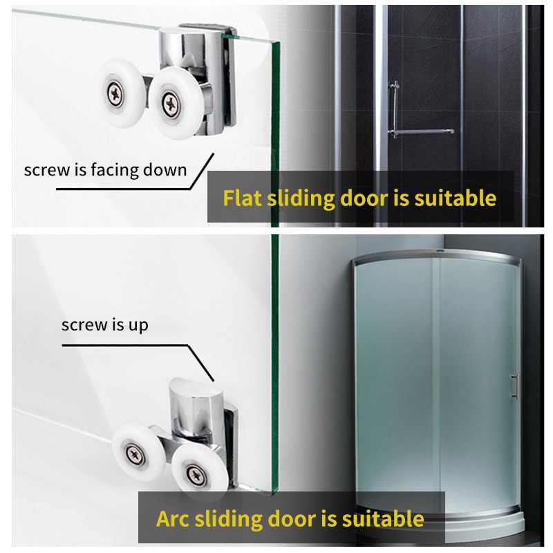 2 stk 23mm glass skyvedør svingende dobbel hjul skive lager ruller løpere hjul for dusjkabinett tilbehør