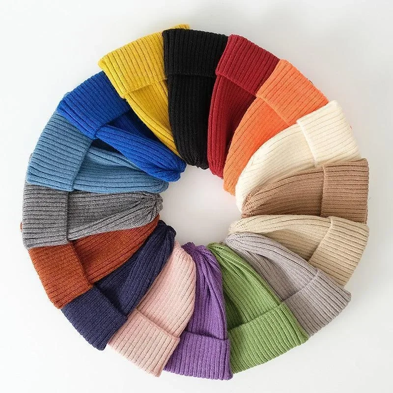 Gorro de invierno para mujeres, hombres, niños y niñas, gorro de ganchillo de Color sólido, gorros tejidos de otoño Unisex, gorros, accesorios salvajes