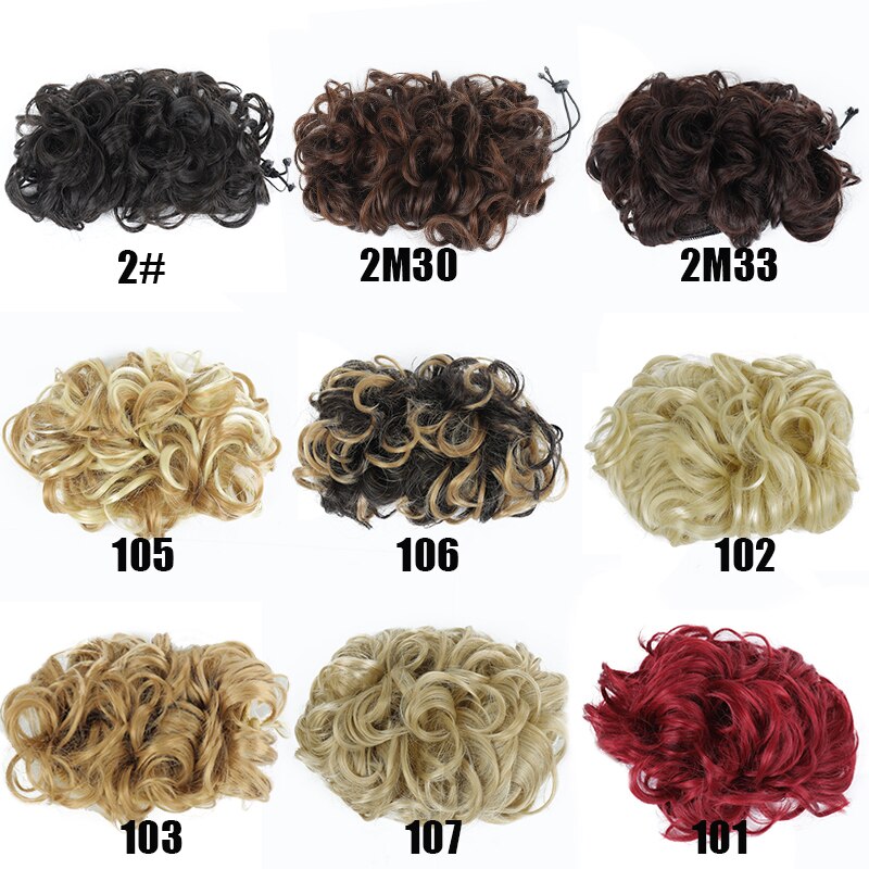 LUPU Messy Hair Chignon Black Brown Donut Updo Synthetic Hair Bun For Women Heat Resistant Fiber Hair Accessories
