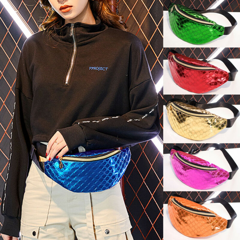 Frauen Dame Glitter Pailletten Taille Tasche Fanny Pack Beutel Hüfte Geldbörse Satchel Neue bunte Taille packs PVC