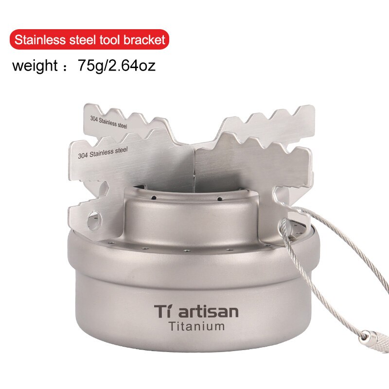 Tiartisan – Mini réchaud à alcool liquide, ultraléger, Portable, en titane, avec support, pour Camping et randonnée en plein air: stove with SS3 stand