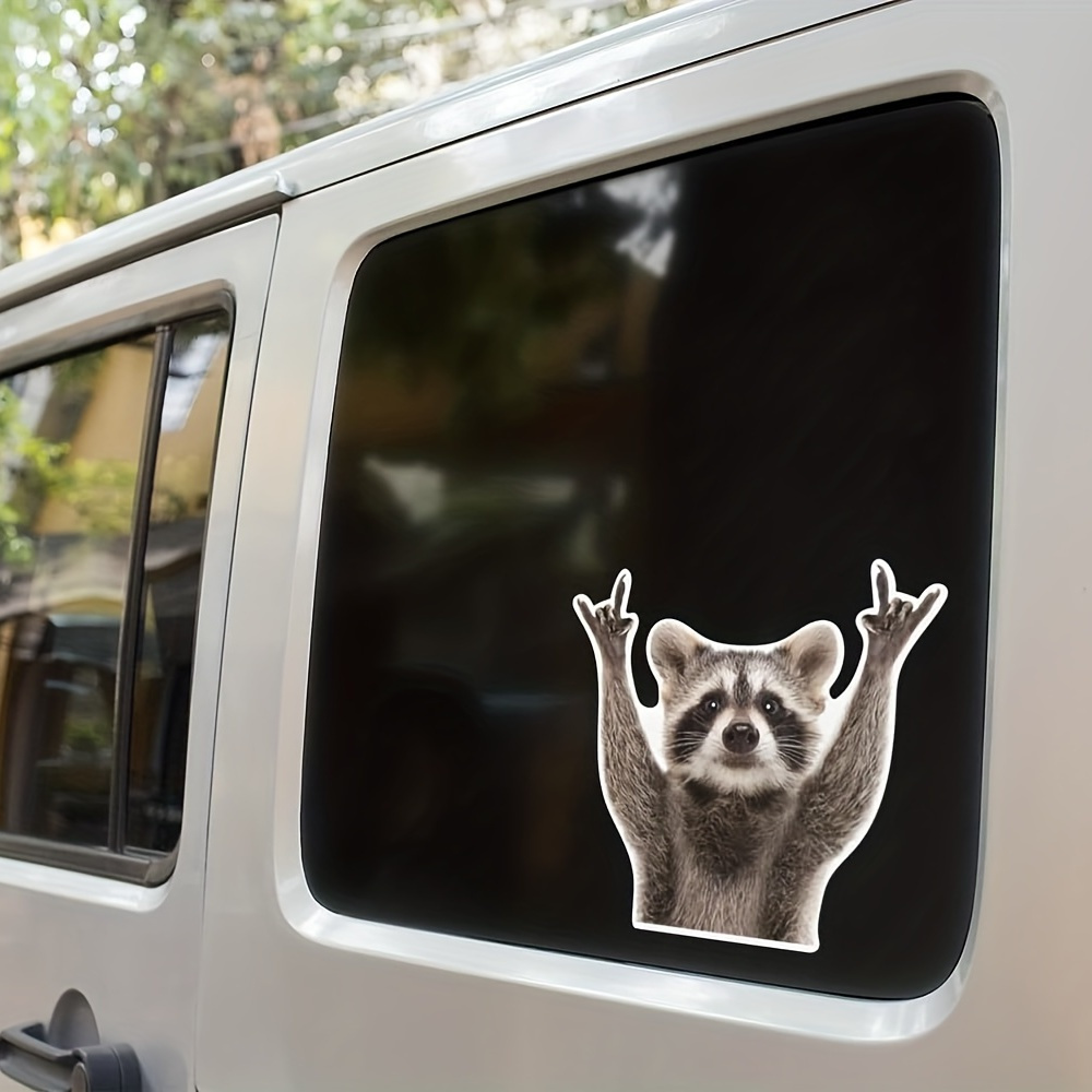 Schwingende Waschbär-Aufkleber, lustiger Waschbär, niedliche Autoaufkleber, 5,5 Zoll Aufkleber, Auto, Laptop, Stoßstangenaufkleber