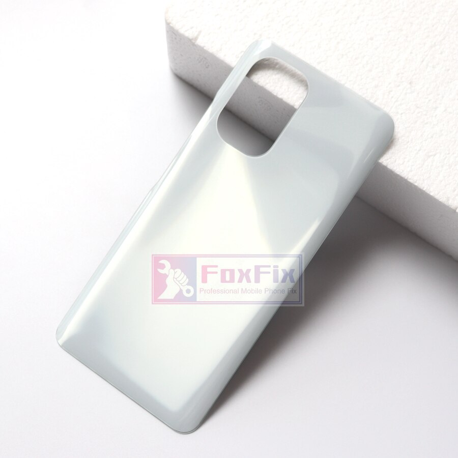Zonder Logo Voor Xiaomi Poco F3 Batterij Cover Terug Glas Achterpaneel Behuizing Deur Case Met Camera Glas Lens Vervanging + Sticker: White No Lens