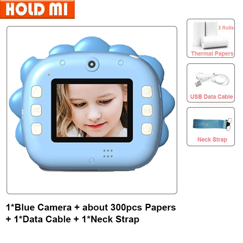 Fotocamera per bambini WIFI stampa istantanea fotocamera stampante termica Wireless WIFI telefono stampante 32GB Card 1080P HD giocattolo per fotocamera digitale per bambini: blue