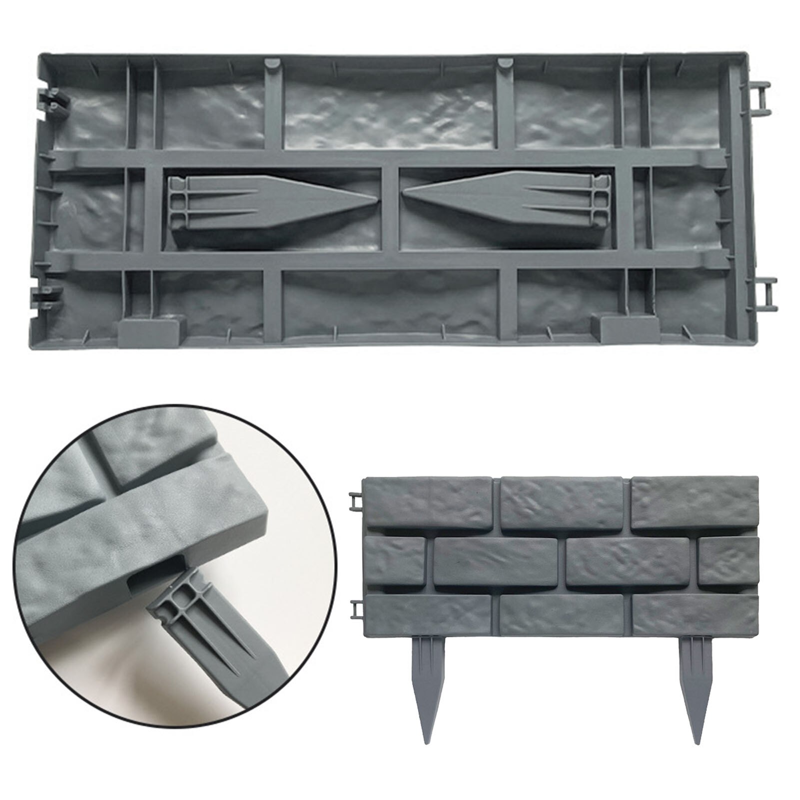 4pcs Path Courtyard Durable Rectangle Flower Bed Decoration Stone Brick Effect Lawn Fence Garden Edging Accessories Grass